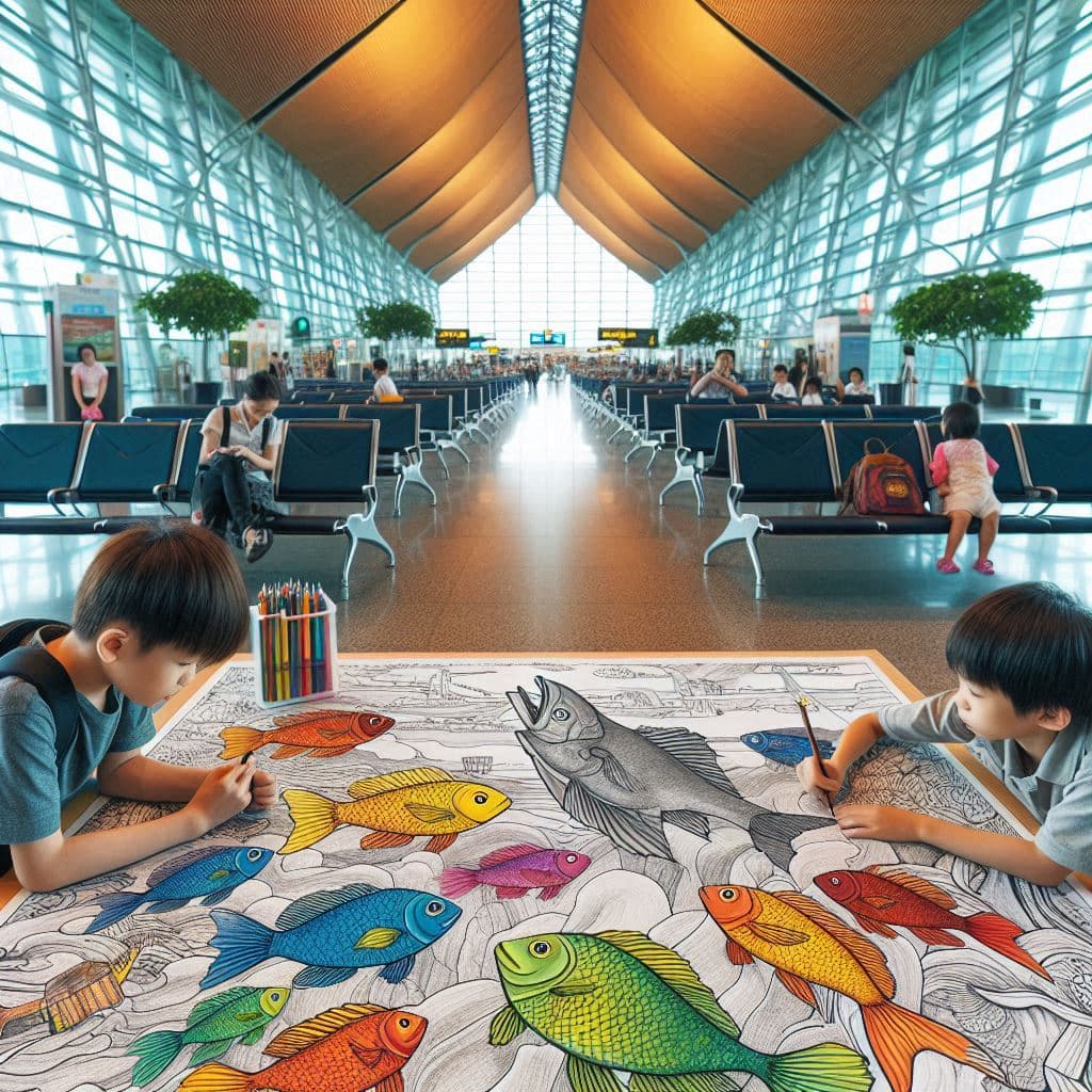 Kids painting Fishys in airports