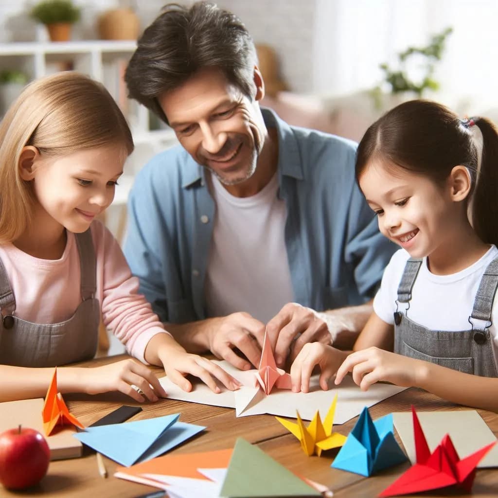 Kids play origami