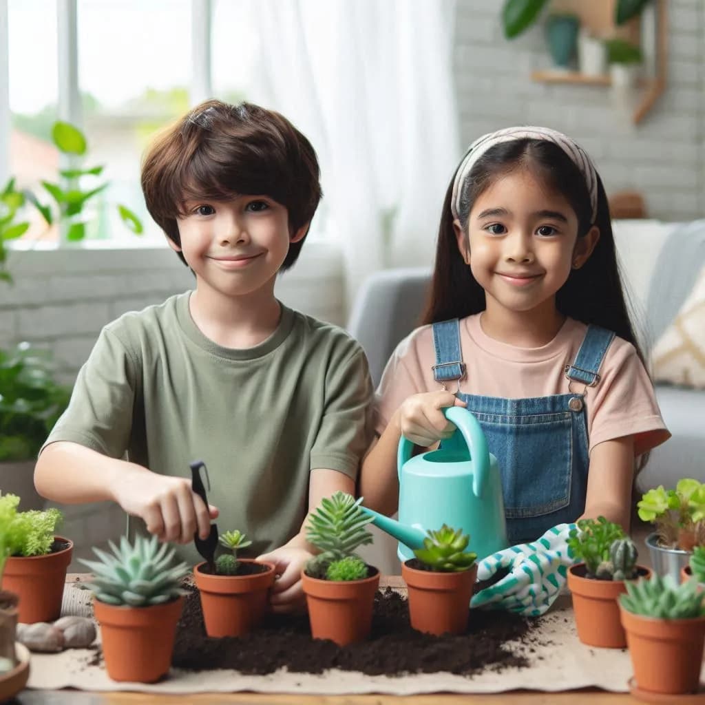 Kids plant plants