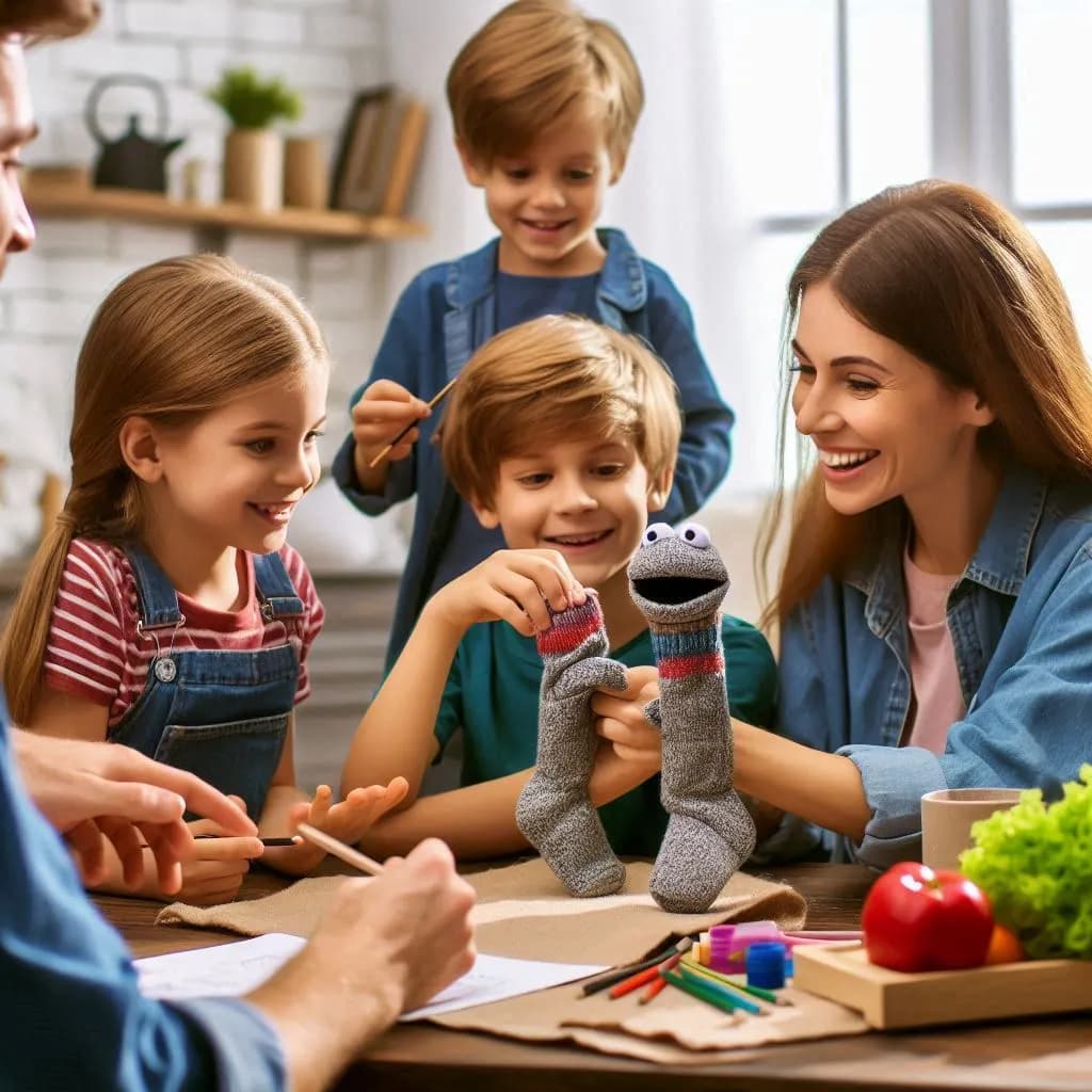 Kids create sock puppets