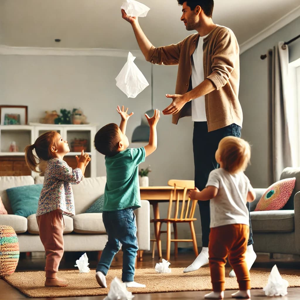 Kids play tissue paper drop