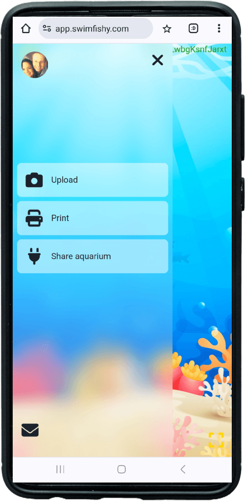 Fishy app side menu screenshot