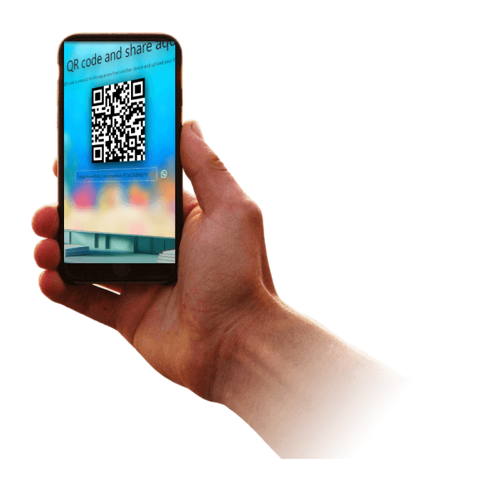 hand scanning Fishy QR code