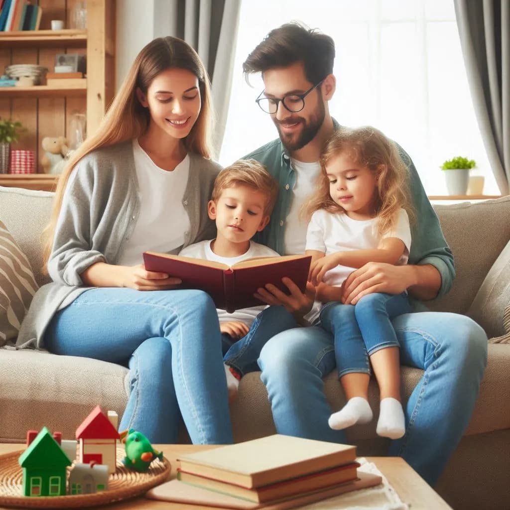 Parents reads a book